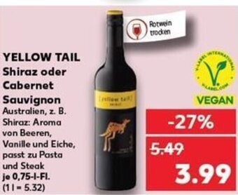 YELLOW TAIL Shiraz oder Cabernet Sauvignon