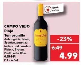 Kaufland CAMPO VIEJO Rioja Tempranillo tilbud