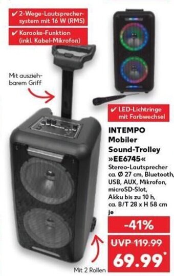 INTEMPO Mobiler Sound-Trolley >>EE6745<<