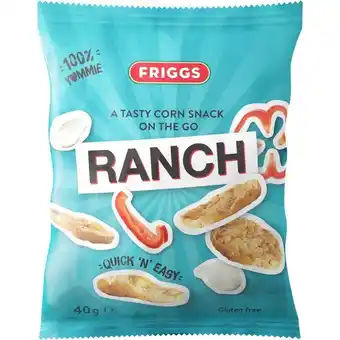 Motatos Frigg 2 x mini majssnacks ranch 40g | friggs mini ranch er majssnacks med ranch-smag i en praktisk lille pose, der er let at tilbud