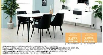 Daells Bolighus Sættilbud bord + 4 stole tilbud