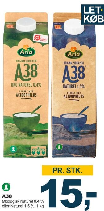 Let-Køb Arla a-38 øko naturel 0,5% tilbud