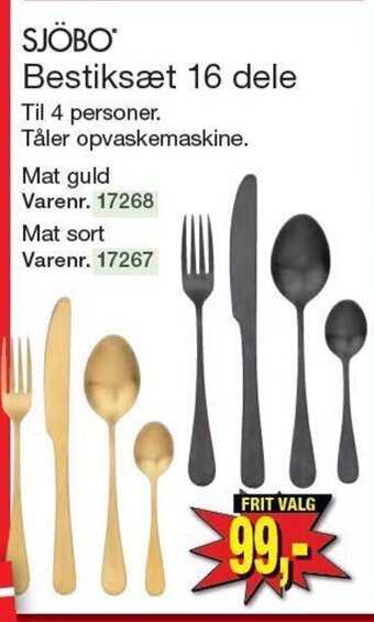 SJÖBO Bestiksæt 16 dele