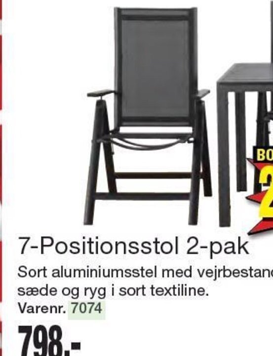 Harald Nyborg 7-Positionsstol 2-pak tilbud