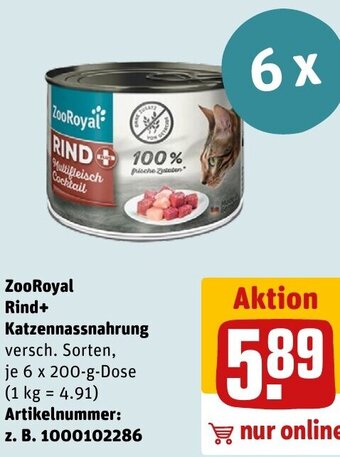 REWE DE ZooRoyal Rind+ Katzennassnahrung tilbud
