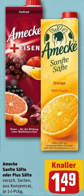 REWE DE Amecke Sanfte Säfte oder Plus Säfte tilbud