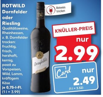 Kaufland DE ROTWILD Dornfelder oder Riesling tilbud