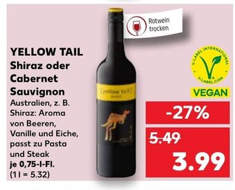 YELLOW TAIL Shiraz oder Cabernet Sauvignon