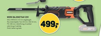 XL-BYG WORX BAJONETSAV 20V tilbud