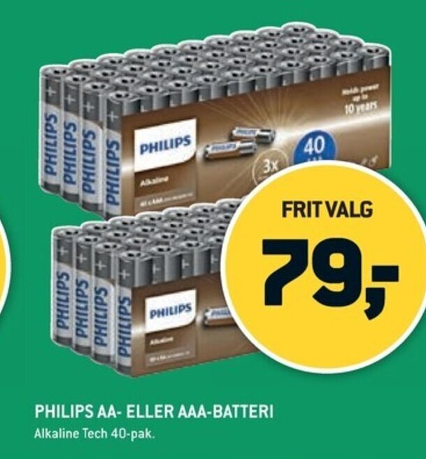 XL-BYG PHILIPS AA- ELLER AAA-BATTERI tilbud