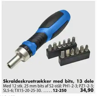 Skraldeskruetrækker med bits, 13 dele.