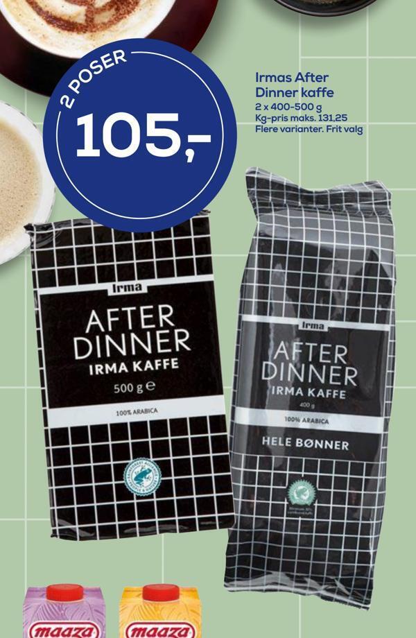 Irma Irmas after dinner kaffe tilbud