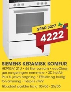Punkt1 Siemens keramisk komfur tilbud