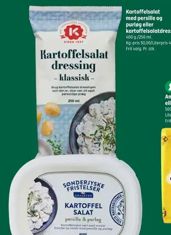 Kartoffelsalat med persille og purløg eller kartoffelsalatdressing