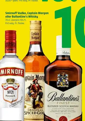 Coop 365 Smirnoff Vodka, Captain Morgan eller Ballantine's Whisky 70 cl. tilbud