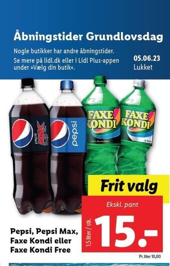 Pepsi, Pepsi Max, Faxe Kondi eller Faxe Kondi Free