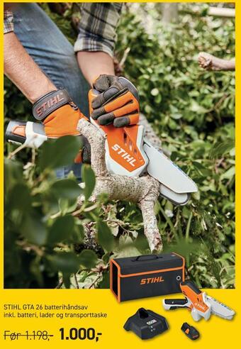 Johannes Fog Stihl gta 26 batterihåndsav inkl. batteri, lader og transporttaske tilbud