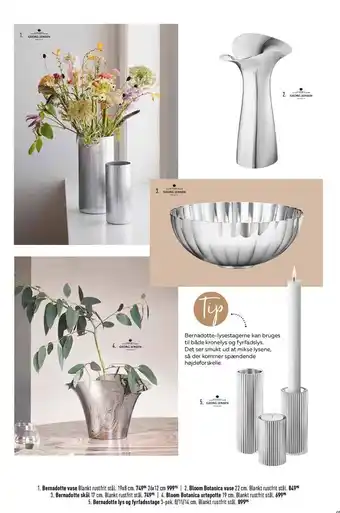 Imerco Bernadotte vase, bloom botanica vase, bernadotte skål, bloom botanica urtepotte el. bernadotte lys og fyrfadsstage tilbud