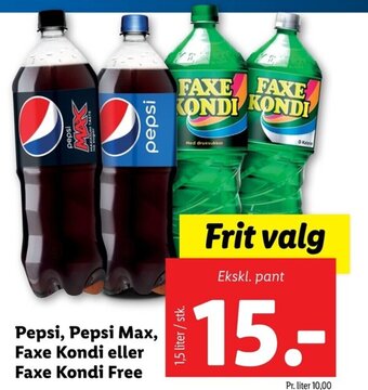 Pepsi, Pepsi Max, Faxe Kondi eller Faxe Kondi Free