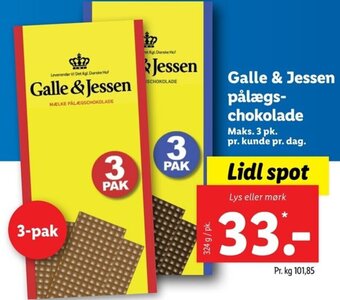 Lidl Galle&Jessen pålægs-chokolade tilbud