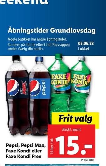 Lidl Pepsi, Pepsi Max, Faxe Kondi eller Faxe Kondi Free tilbud