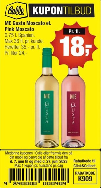 Calle ME Gusta Moscato el. Pink Moscato tilbud