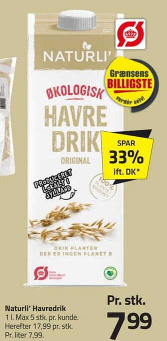 Fleggaard Naturli' Havredrik tilbud
