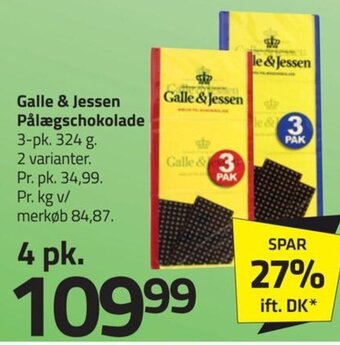 Fleggaard Galle & Jessen Pålægschokolade tilbud