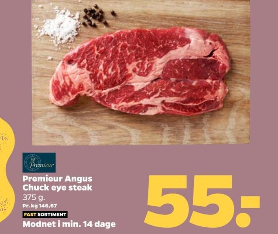 Netto Premieur Premieur Angus Chuck eye steak tilbud