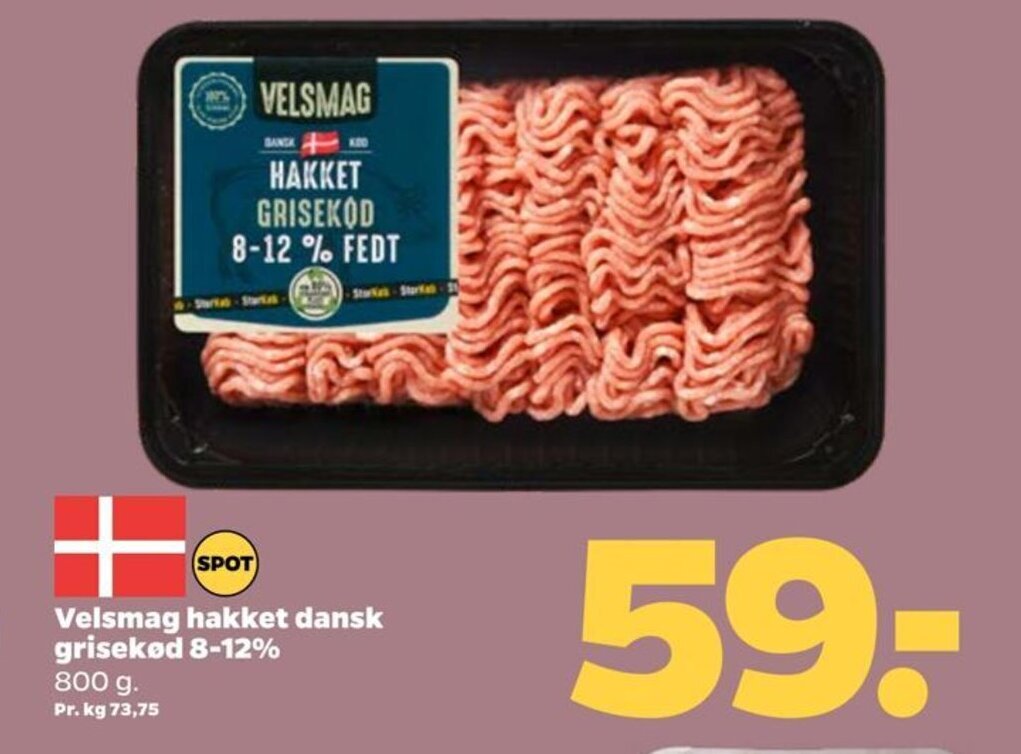Netto Velsmag hakket dansk grisekød 8-12% tilbud