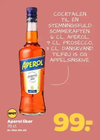 Aperol likør 70 cl.