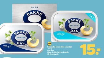 Netto Bakkedal smør eller smørbar 200 g. tilbud
