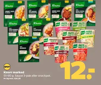 Netto Knorr marked 51-90 g. Sauce 3-pak eller snackpot. tilbud