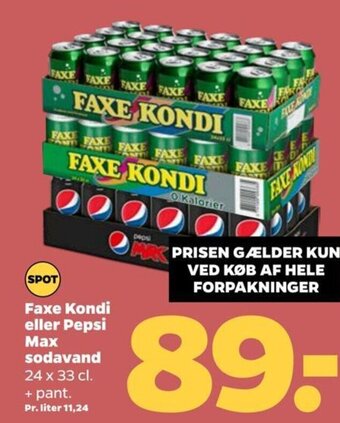 Netto Faxe Kondi eller Pepsi max Sodavand tilbud