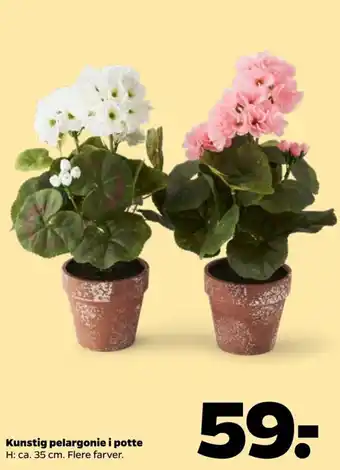 Kunstig pelargonie i potte