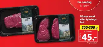 Lidl Ribeye steak eller tykstegs- bøf tilbud