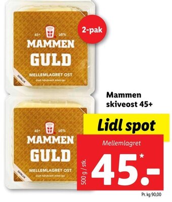 Lidl Mammen skiveost 45+ tilbud