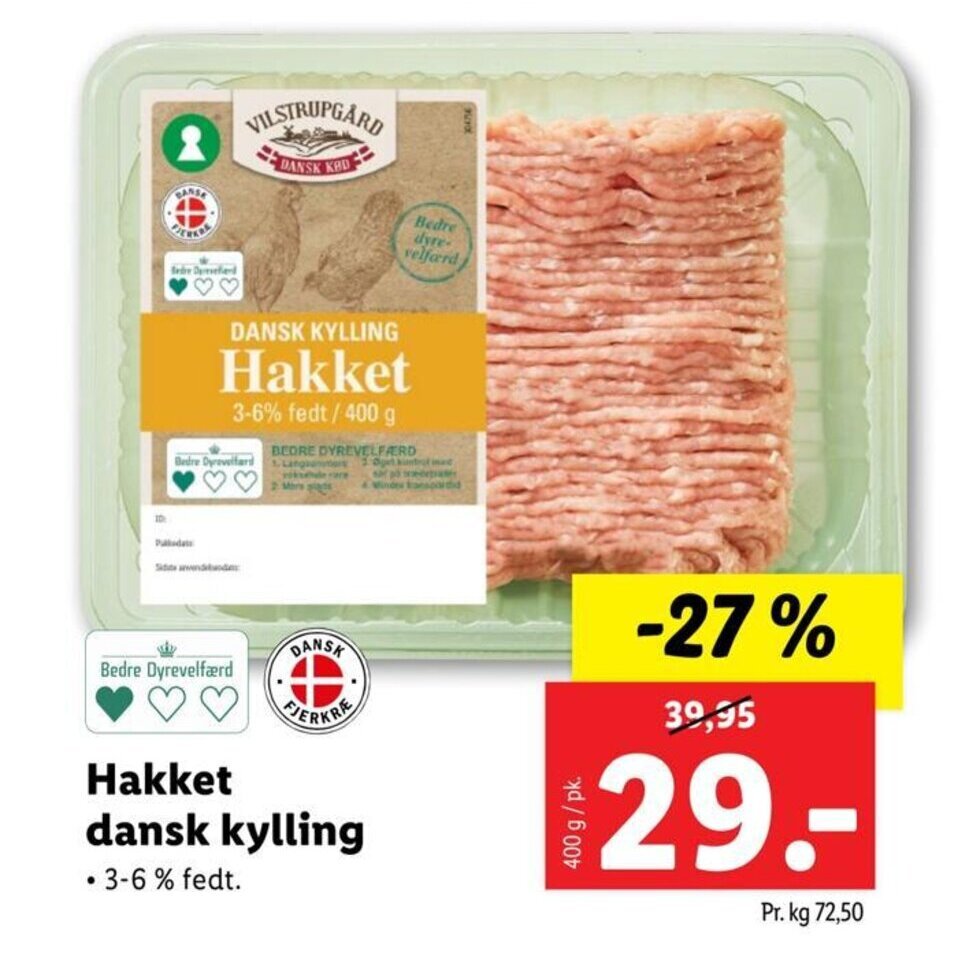 Lidl Hakket dansk kylling tilbud