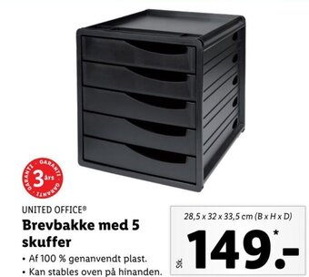 Lidl UNITED OFFICEⓇ Brevbakke med 5 skuffer tilbud