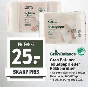 SPAR Grøn Balance Toiletpapir eller Køkkenruller tilbud