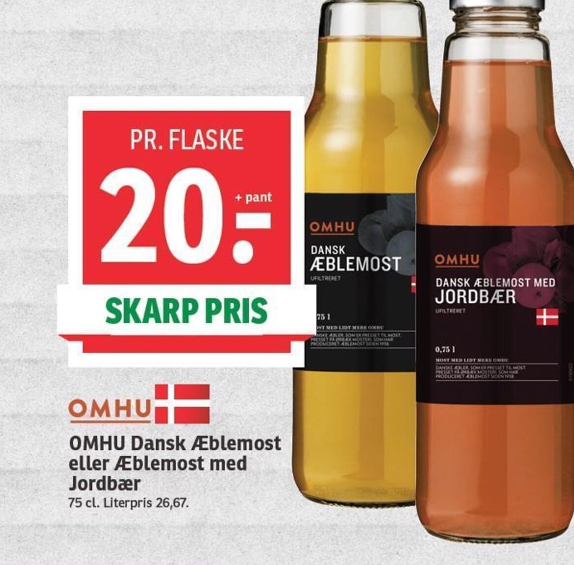 SPAR OMHU Dansk Æblemost eller Æblemost med Jordbær tilbud