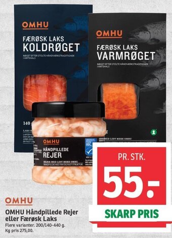 SPAR OMHU Håndpillede Rejer eller Færøsk Laks tilbud