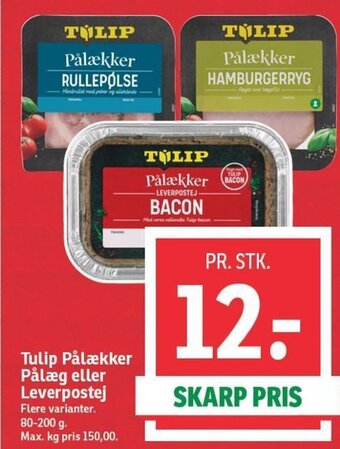 SPAR Tulip Pålækker Pålæg eller Leverpostej tilbud