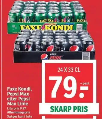 SPAR Faxe Kondi, Pepsi Max eller Pepsi Max Lime tilbud