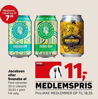 Kvickly Jacobsen eller svaneke øl tilbud