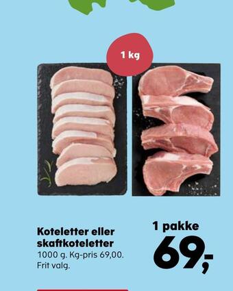 Kvickly Koteletter eller skaftkoteletter tilbud