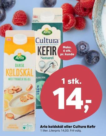 Kvickly Arla koldskål eller cultura kefir tilbud