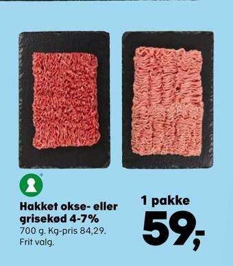 Hakket okse- eller grisekød 4-7%