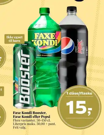 Dagli'Brugsen Faxe kondi booster, faxe kondi eller pepsi tilbud