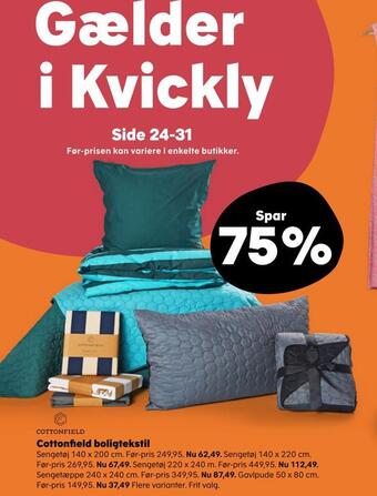 Kvickly Cottonfield boligtekstil tilbud